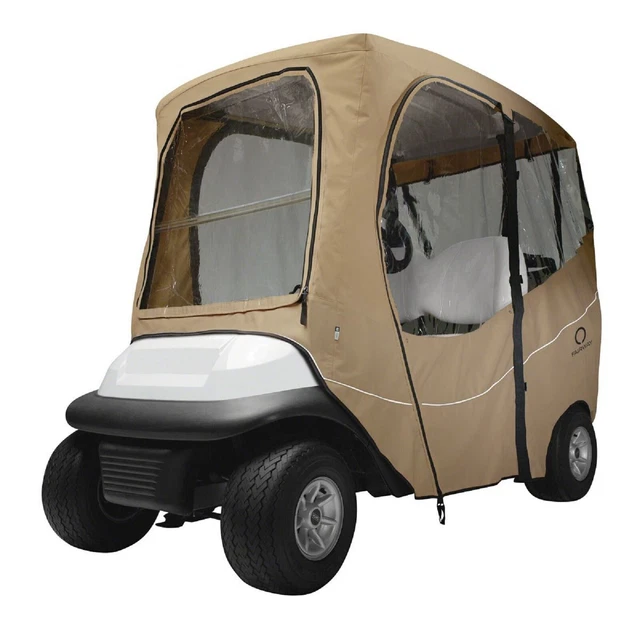 Deluxe Golf Cart Enclosure Cover 2 Two Person for Roofs up to 68" Long Khaki