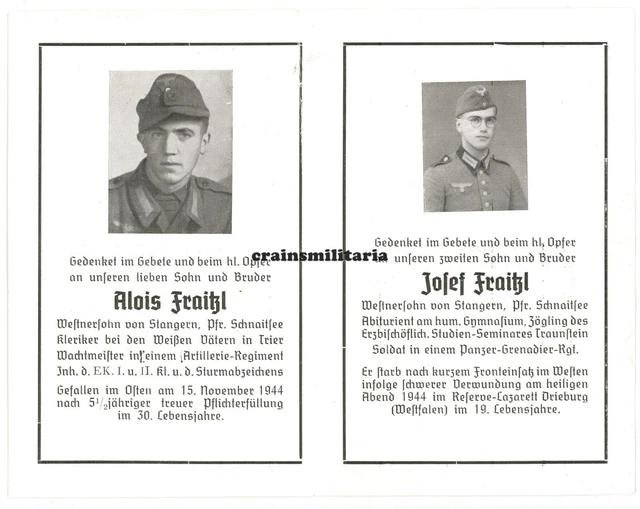 Orig. Sterbebild Brüder Geistliche + Bad Driburg Westfalen & Miskolc Ungarn 1944