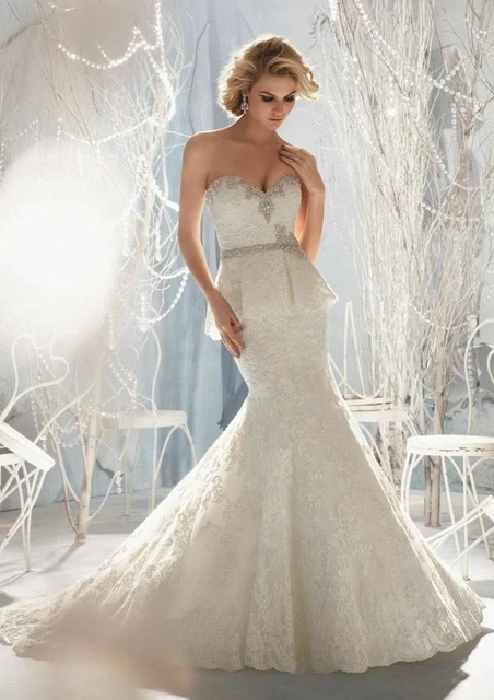 MORI LEE 2713 Mermaid Ivory Wedding Dress Size 10 450.00