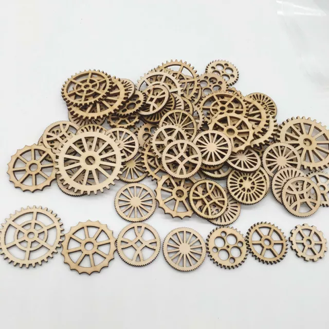 50x Wooden MDF Gears Cardmaking Hanging Tag Ornaments Embellishment Craft DIY