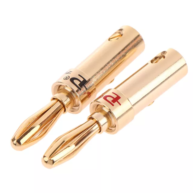 2Pcs Gold-plated Copper Cross Banana Speaker Plug Connector Adapter for Speaker