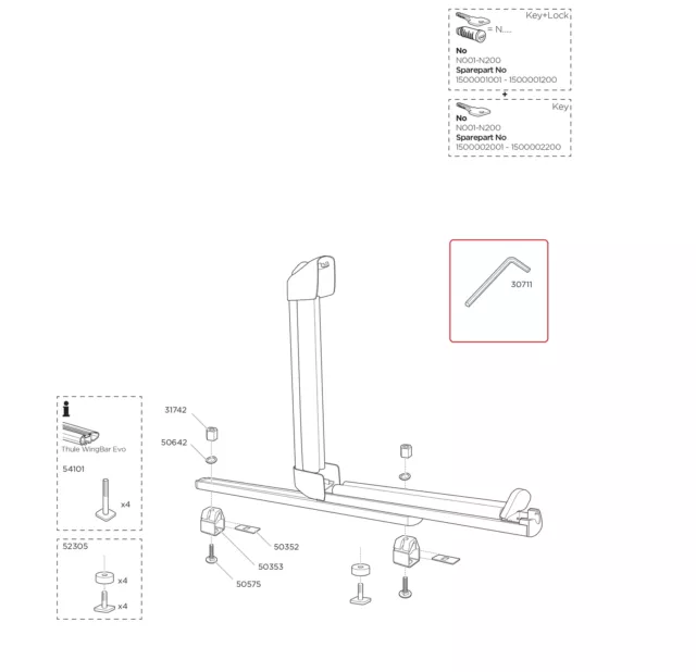 Thule chiave a brugola 5 mm M6 84x84 per Xtender 30711