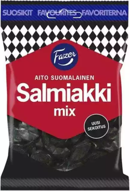 Fazer Salmiakki Mix 180g, 14-Pack - Finnish Salty Licorice