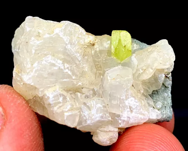 12 Grams Lovely Apple Green Sphene Titanite With calcite Specimen From Skardu Pk