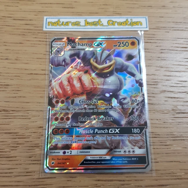 MINT/NM Condition Machamp 64/147 Holo/Shiny Pokemon Card, Burning Shadows Rare