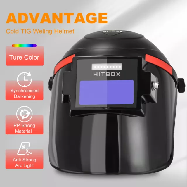 HITBOX Auto Darkening Welding Helmet For Cold Tig Welding Face Mode Welder Mask