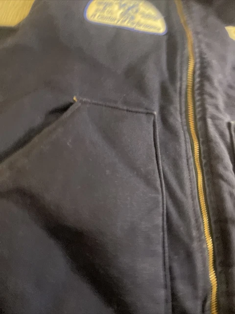Vintage 1989 Carhartt Blue Work Vest Insulated Quilted Zip Made In USA 4