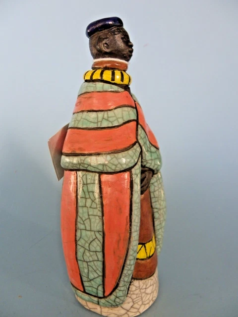 Raku Crazy Clay Studio handgefertigte Figur So. Africa Gerhard de Beer 9" Neu 4