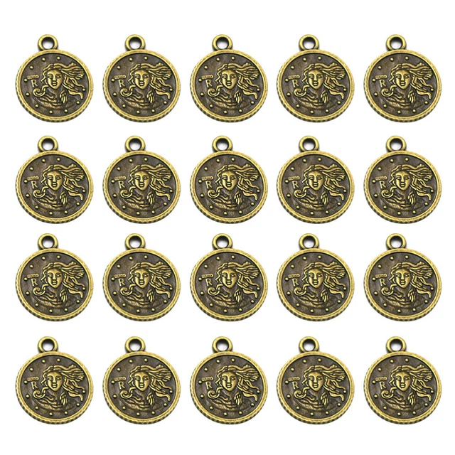 20 Stück Legierung Runde Anhänger Beauty Head Charms Schmuck Herstellung Zubehör