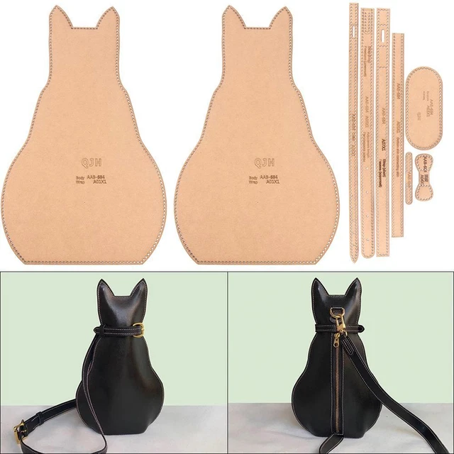 Leather Craft Fashion Ladies Cat Chest Bag Sewing Pattern Kraft Paper Template