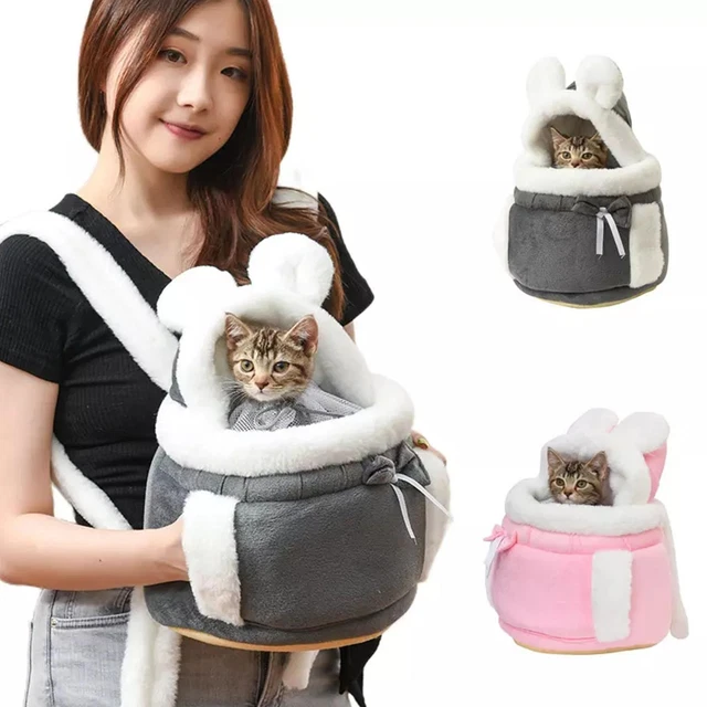 Bolso de transporte de mascotas gatos pequeños perros mochilas invierno cálido suave felpa jaula para mascotas