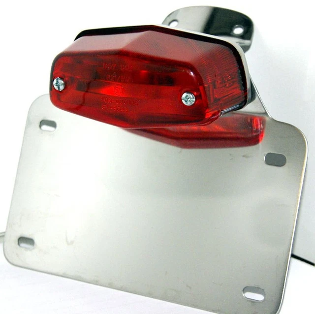 BRITISH STYLE TAIL Light License Plate Holder E-Test Mark Cafe Racer ...