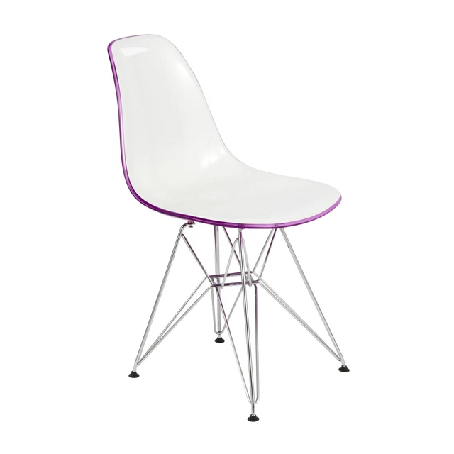 Cresco Molded 2-Tone Eiffel Side Chair - White Purple
