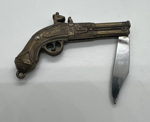 VINTAGE W. BAILES, Eagle Pistol Gun Shaped Knife Keychain 21/2" 25.99