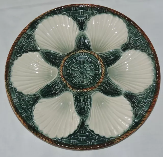 French Majolica oysters plate Longchamp shells