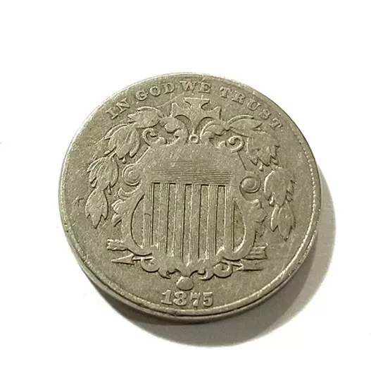 1875 Shield Nickel F Lot # 21 - Round Money Coin Shop