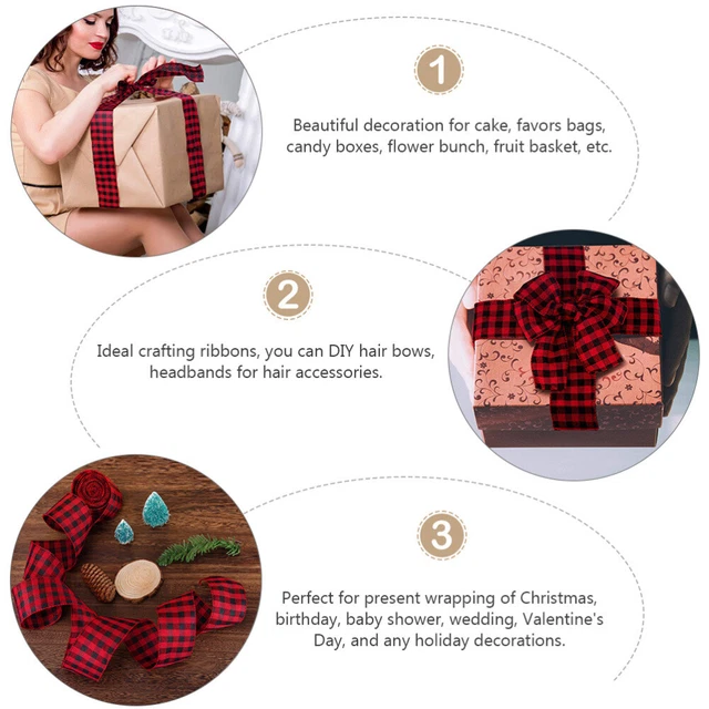 9 pcs Urlaub Plaid Band Weihnachten Band für Haar Bögen 2
