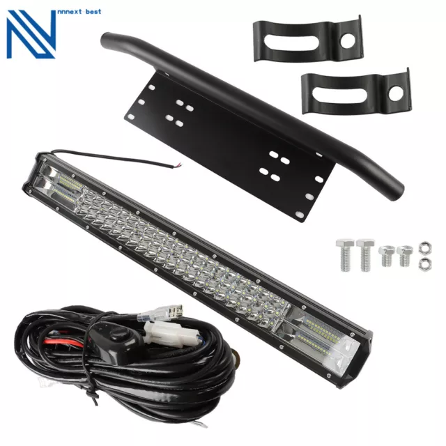 23 inch LED Wrok Light Bar + 23'' Number Plate Frame Mounting Brackets + Wiring