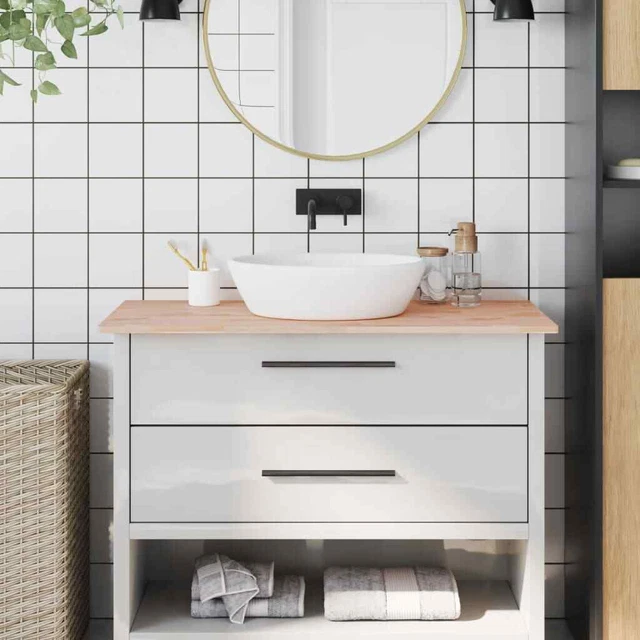 Waschtischplatte Arbeitsplatte Waschtischkonsole Platte Massivholz Buche vidaXL
