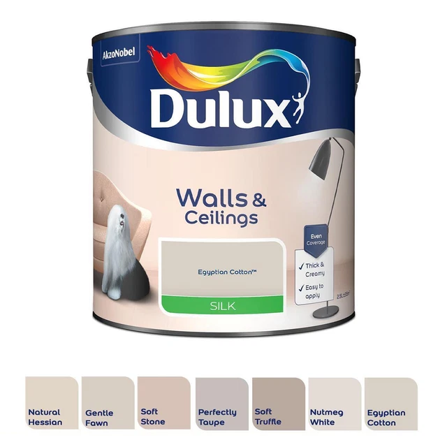 DULUX PAINT SHADES of Beige or Brown Walls & Ceilings Silk Emulsion 2.5