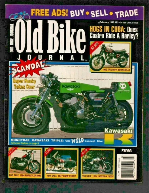 1998 February Old Bike Journal Motorcycle Magazine Monotrak Kawasaki Triple