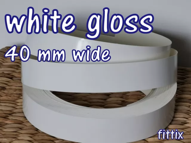 40 mm Wide  Melamine Pre Glued Iron on Edging Tape/Edge Banding White Gloss