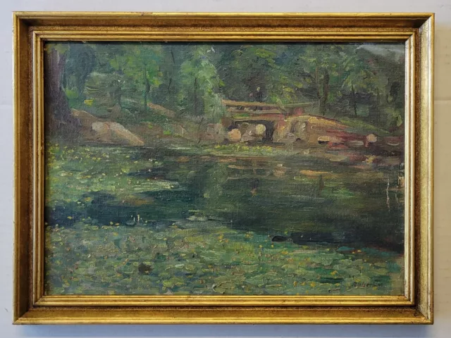 Rosario Gerbino Antique Early American New York Plein Air Oil Painting Signed