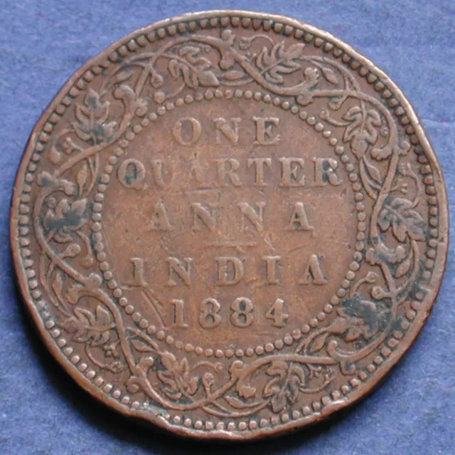 Moneta Coin Gran Bretagna Queen Victoria Great Britain 1/4 Anna India 1884 ¼