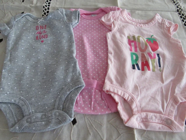 Newborn NB Baby Girl one piece clothes set of 3 Carters and Wonder Nation
