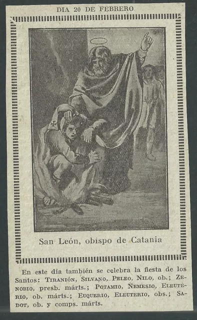 Estampa antigua de San Leon andachtsbild santino holy card santini