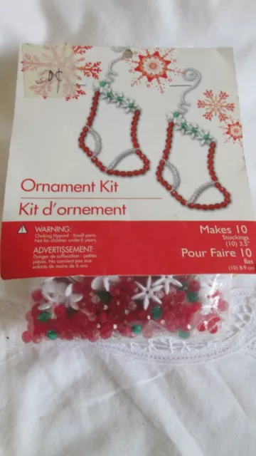 Kit de adorno de Navidad Medias con cuentas Hace 10 Rojo Blanco Verde Vintage
