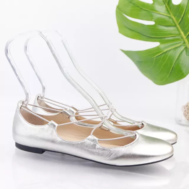 VINCE CAMUTO WOMENS Callini Ballet Flat Size 9.5 WIDE Silver Leather ...