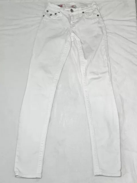 TRUE RELIGION JEANS "Serena" White Denim Stretch Skinny, Made in USA, Women's 24