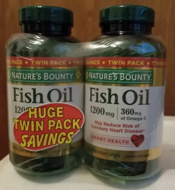 Nature’s Bounty Fish Oil Omega-3 1200mg Softgel - 180 Count (2 Pack)