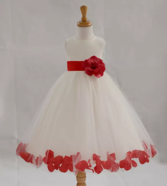 ROSE PETALS Flower Girl Dress Wedding Bridesmaid Birthday Pageant Formal Toddler