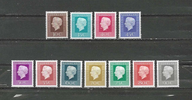Netherlands , 1969/75 , Queen Juliana , Set Of 11 Stamps , Perf , Mnh , Cv$5.10
