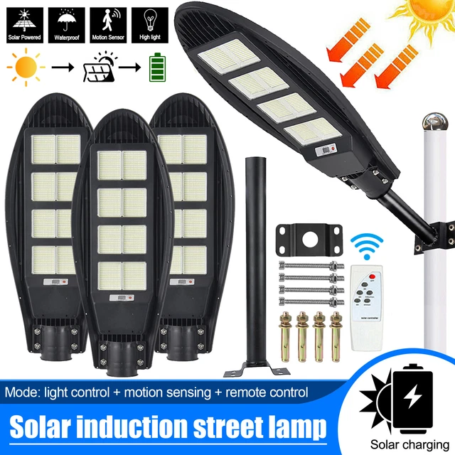 990000000000LM 2000W Solar Street Light Dusk to Dawn PIR Security Road Lamp+Pole