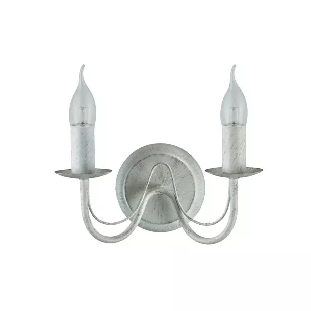 Applique Lampada Da Parete Rustico Bianco Antico Ferro Con 2 Luci Art.b2 Nuovo