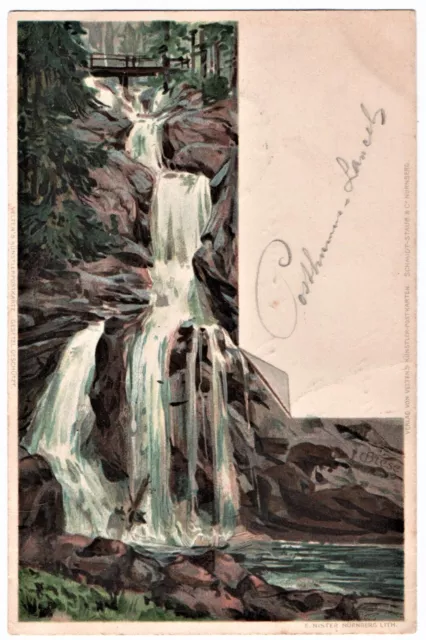 alte Litho-Ak  Oppenau, Allerheiligen Wasserfall, gelaufen 1901