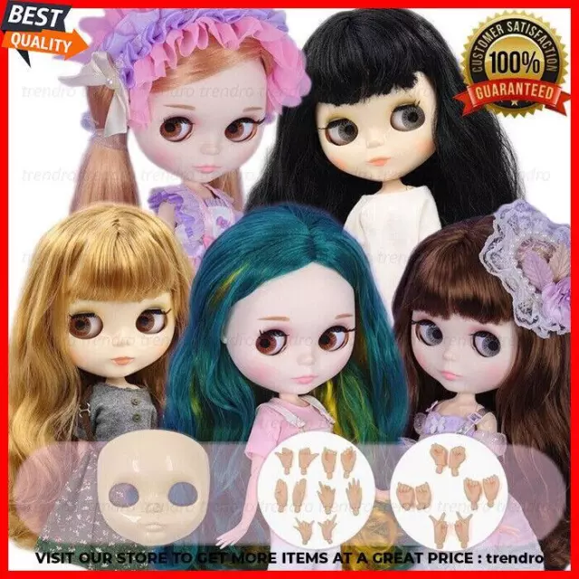 Nude Blythe Doll From Factory 12" Jointed Body Matte Face White Skin Black Hair