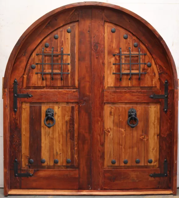 Rustic reclaimed solid lumber Double door wine room castle storybook w/ hardware