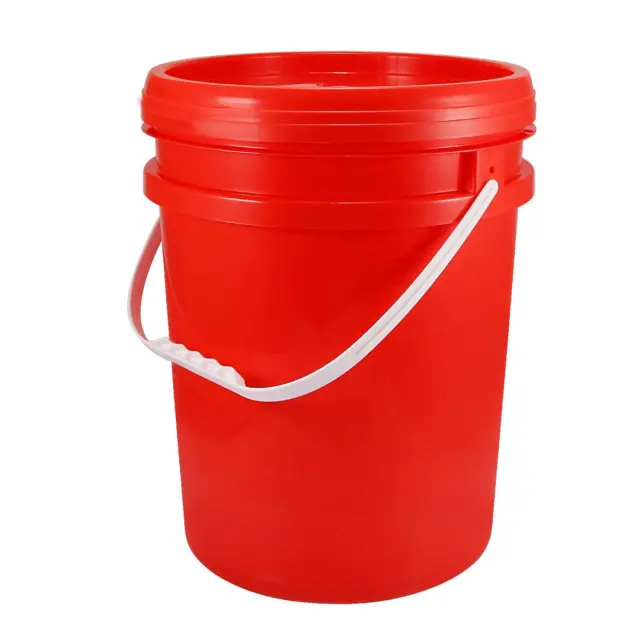 Cubo de pintura de plástico recipiente multiusos 4,75 galones/18 L caja de pintura con tapa rojo