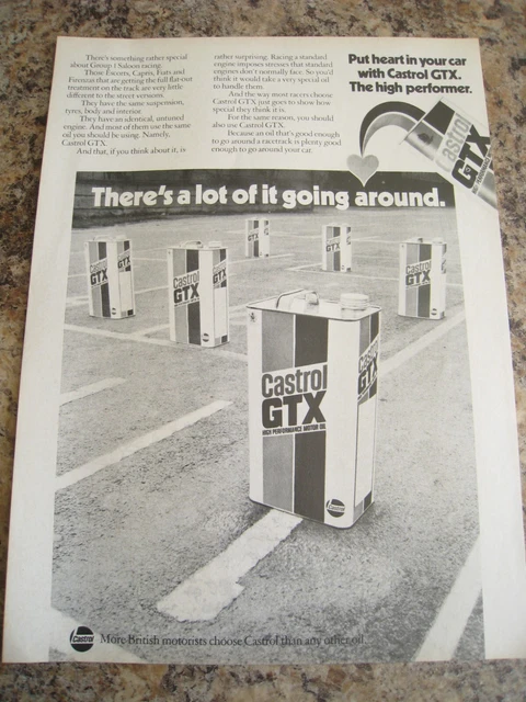 CASTROL GTX HIGH Performance Motor Oil 1973 Advert A4 File 12 £1.99 ...