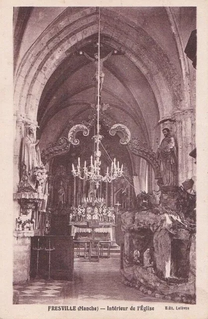 CPA 50 NORMANDY approx. St. Mother Church FRESVILLE Interior Christmas Nativity Church