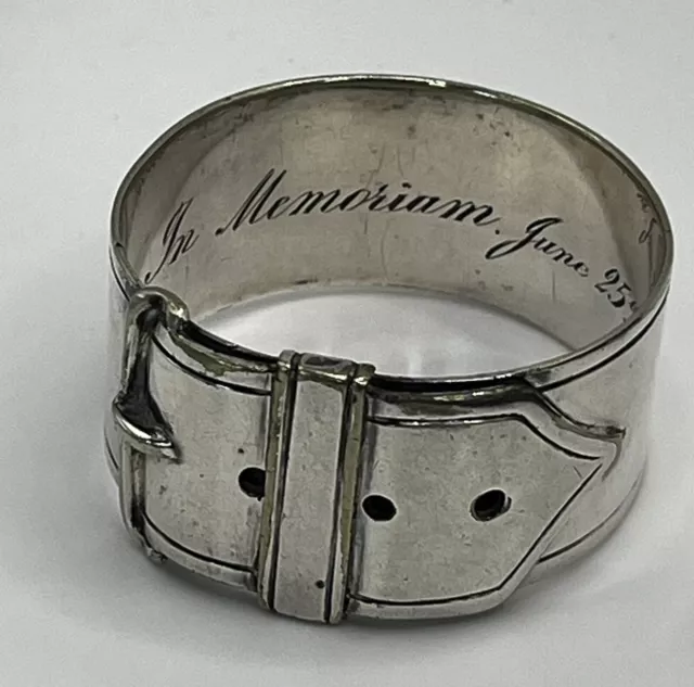 Antique Silver Plate Belt Buckle Napkin Ring - In Memorium 1893 - 27.9g England