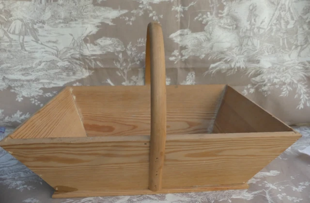 Panier à Noix Ancien – Fil De Fer Et Bois, Cueillette, Champignon, 1940-50