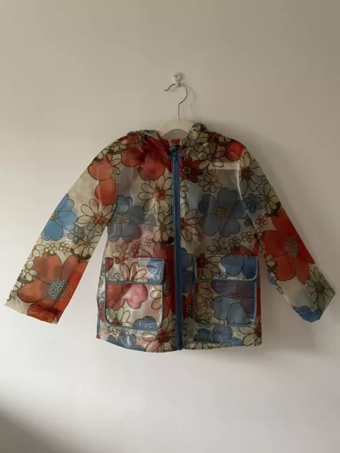 Mini Boden Retro Floral Rain Coat Jacket Mac 5-6 Yrs