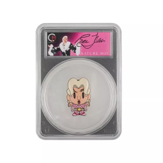 Ric Flair 2023 Pink Robe Chibi 2oz Silver Autographed Label