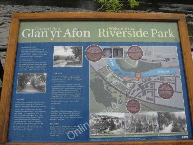 Photo 6x4 Riverside Park sign, Llangollen By the River Dee. c2010