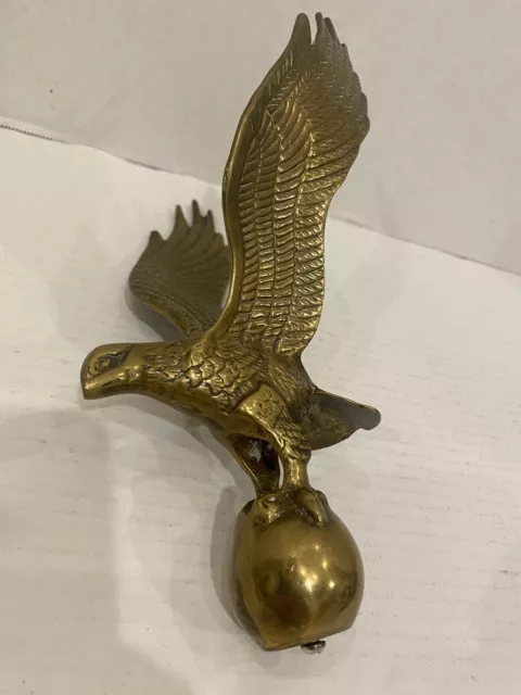 Vintage Solid Brass Eagle on Globe 10” Tall Finial For Lamp Or Flag Pole Amazing